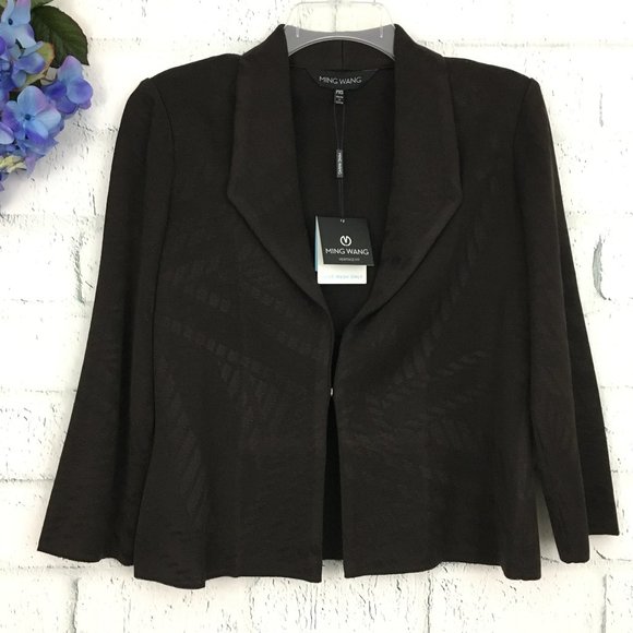NWT Ming Wang Heritage Fit Jacket Size PXS Brown 3/4 Sleeve Business Casual $272
